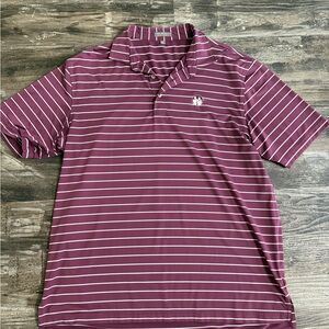 Peter Millar Men's Polo Shirt - Maroon and White Stripes